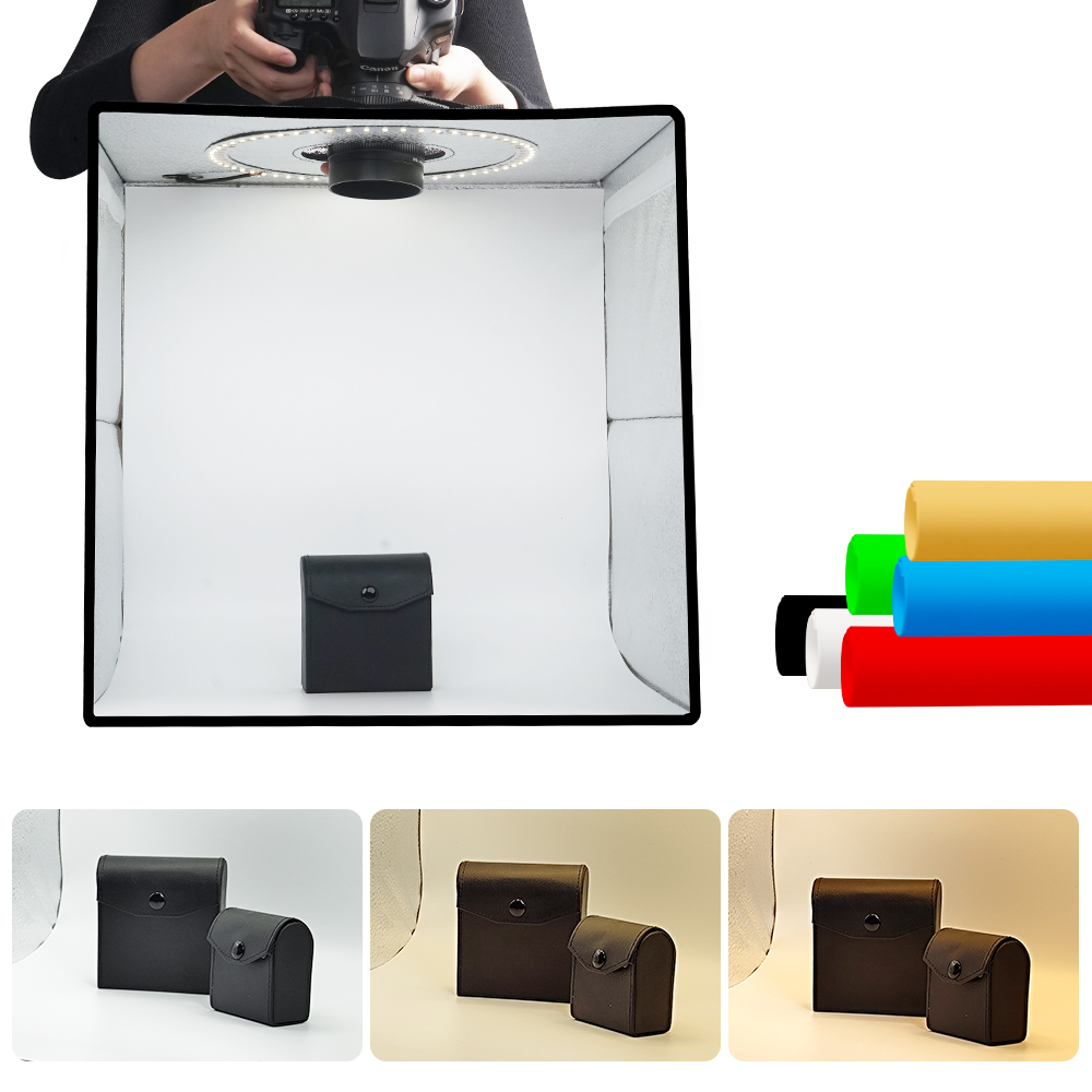 Photography Lighting Tent - ライトダウ調光可能フォトボックスLEDライトルームフォトスタジオライトボックスキット120個LED 6種類の背景布付き写真撮影用ポータブル折りたたみ式