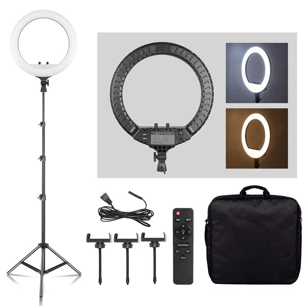 SH 18インチノブリングライトLEDセルフィービデオランプ - Led Ring Light 18 のレビューと価格