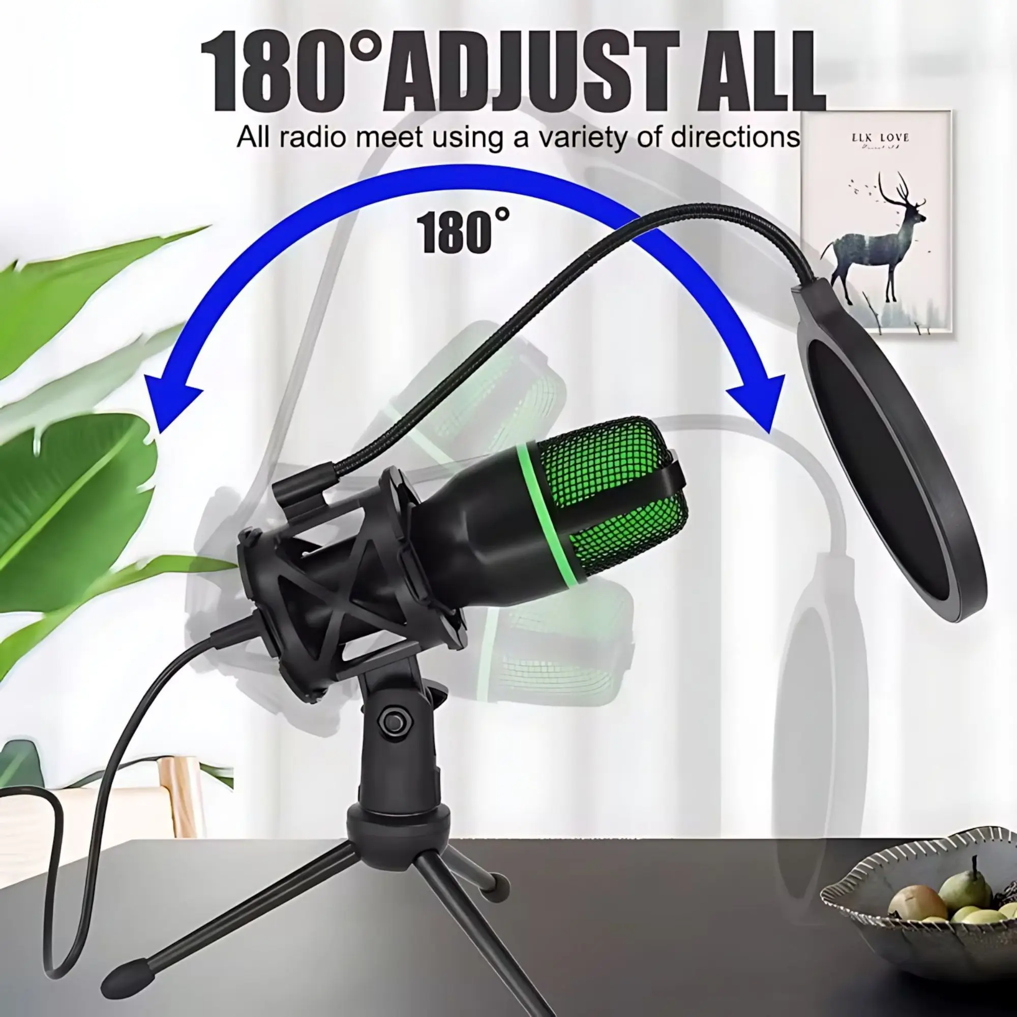 プロ仕様USBコンデンサーマイクキット、RGB照明付き三脚ス - Photography Lighting Uk のレビューと価格