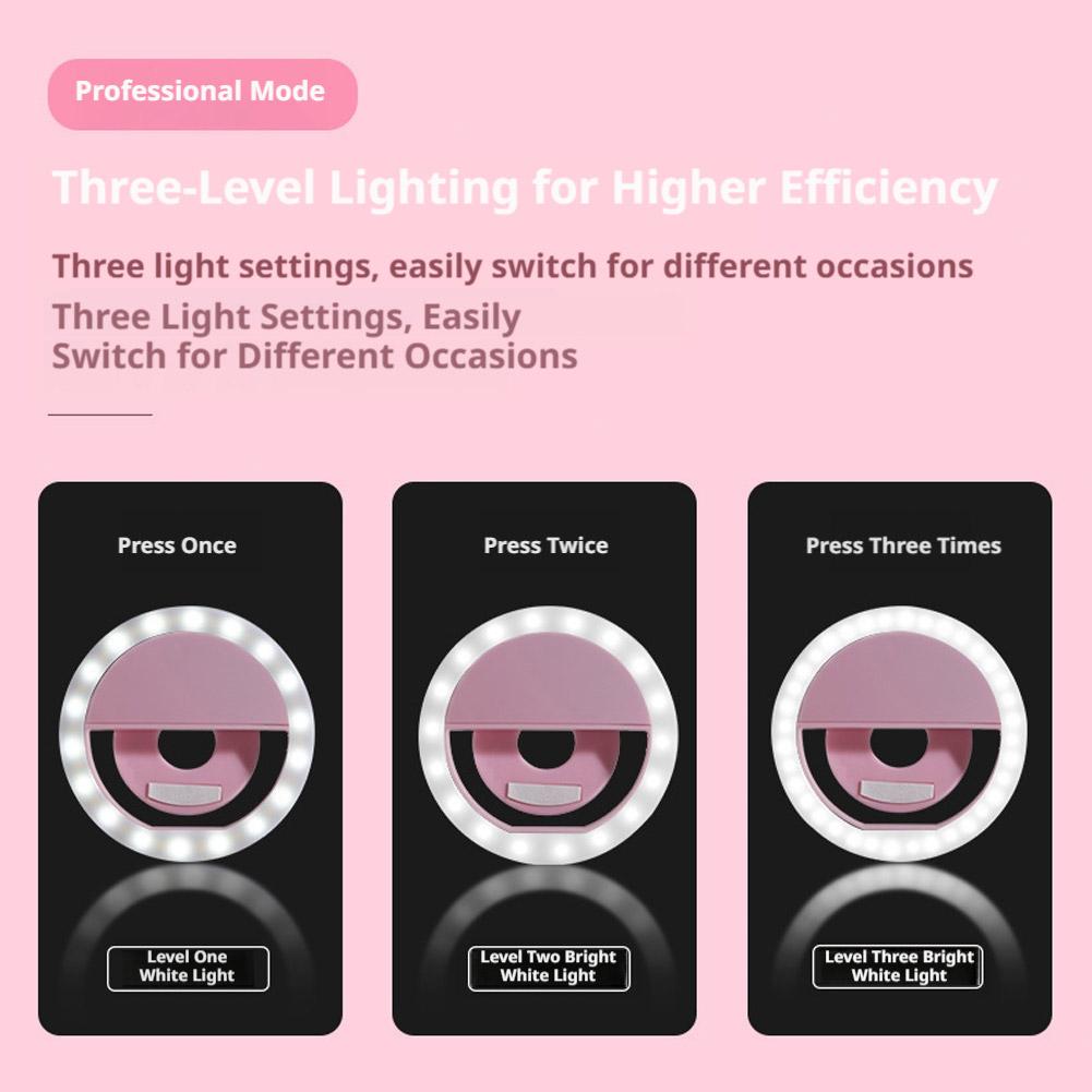 クリップ式自撮りリングライト 充電式USB充電 3段階の明る - Photography Lighting Tent のレビューと価格