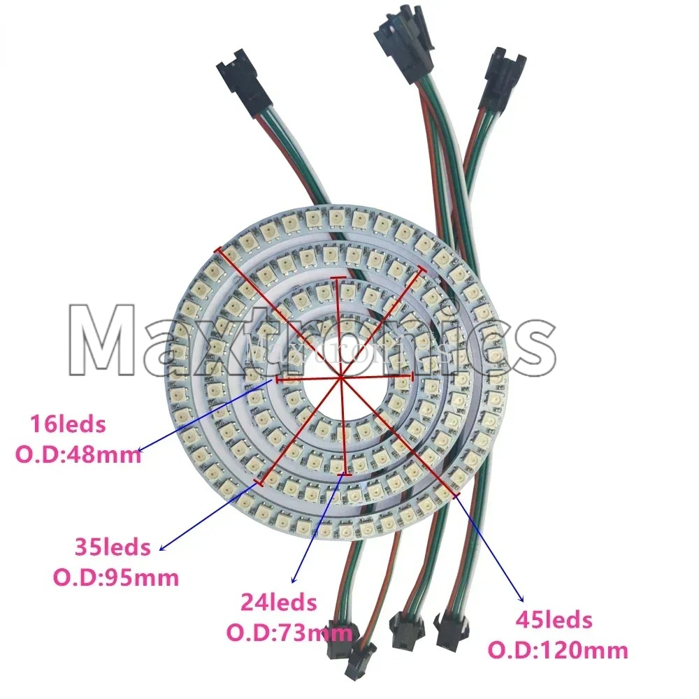 FCOB WS2812B RGB LED リング 18/36 - Led Ring Light 18 のレビューと価格
