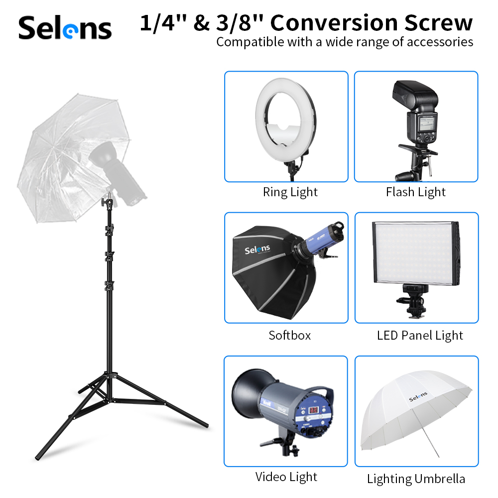 Selens 2.2~3.95m エアクッションライトスタン - Photography Lighting Flash のレビューと価格