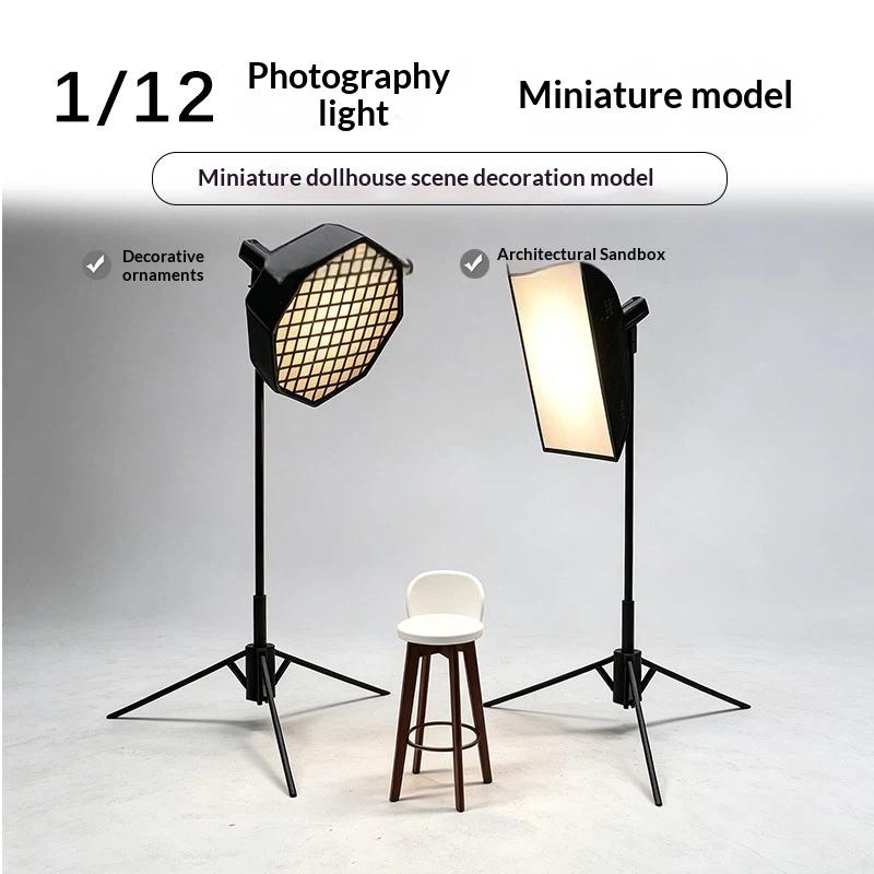1/12スケール ミニチュア写真スタジオアクセサリーセット  - Photography Lighting Product のレビューと価格