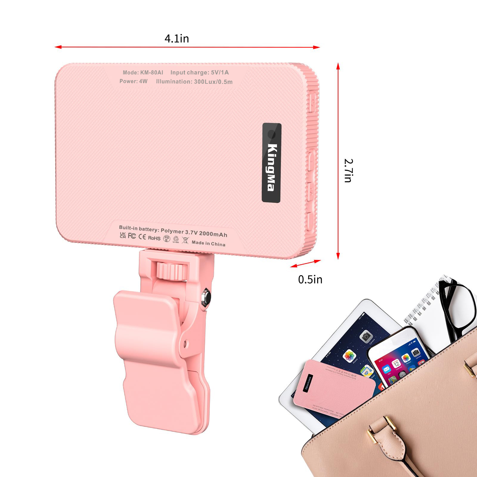 キングマピンクの充電式セルフィーライト、ポータブルクリップ、 - Photography Lighting Product のレビューと価格