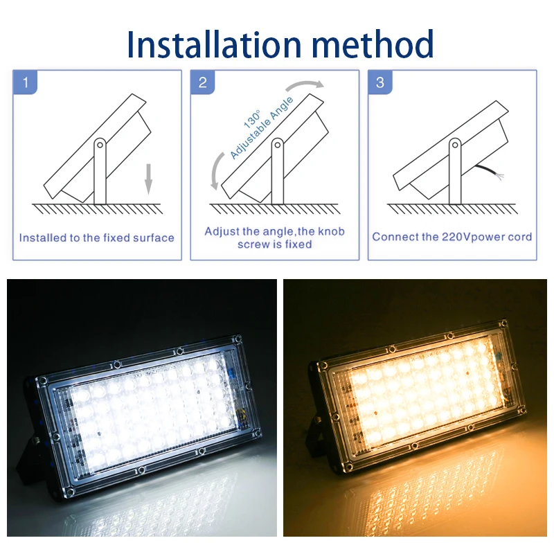 IP65防水LEDフラッドライト,屋外反射板,50W,ピース - Photography Lighting Uk のレビューと価格